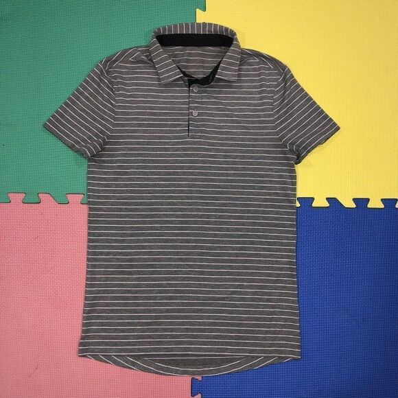 Lululemon Evolution Polo Lookout Shirt Men’s Stripe Heathered Gray Size Small? - Picture 1 of 9